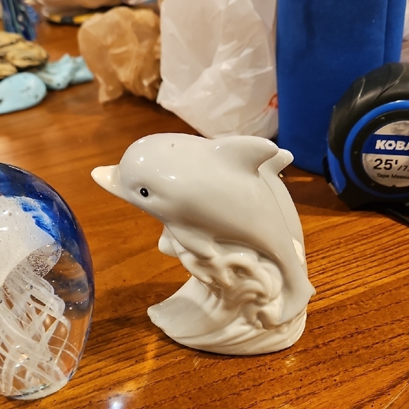 Glass Jellyfish Paperweight and Ceramic Duck Figurine - Picture 4 of 4